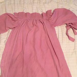 Light pink off the shoulder dress